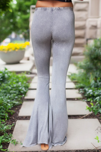 Grey Mineral Wash Flared Pants