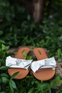 White Bow Sandals