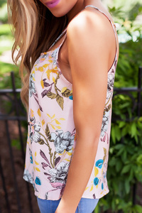 Pink Floral Strappy Tank