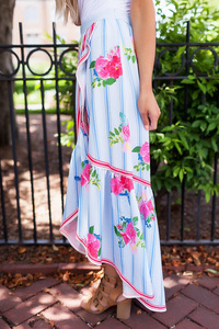 Light Blue Printed Ruffle Skirt