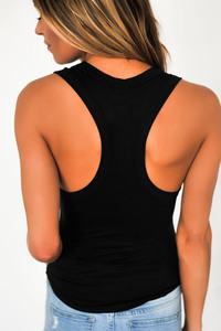 Fitted Racer Back Tank- Black