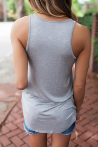 Grey/Pink "Rose All Day" Tank