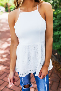 Ivory Lace Peplum Tank