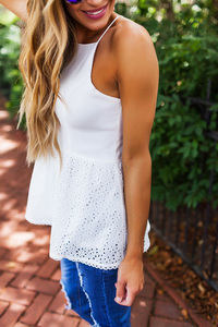 Ivory Lace Peplum Tank