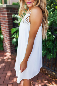 Crochet Top Tank Dress- Ivory