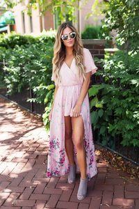 Rose Printed Layered Romper